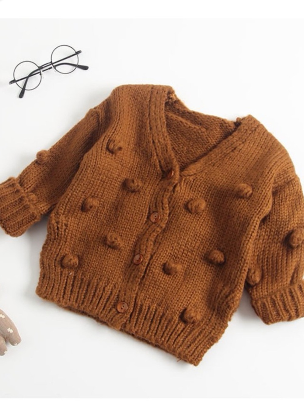 Baby Girl Warm Sweater
Knitted Bubble Ball 3D
Pom Cardigan Size 1-2
YO